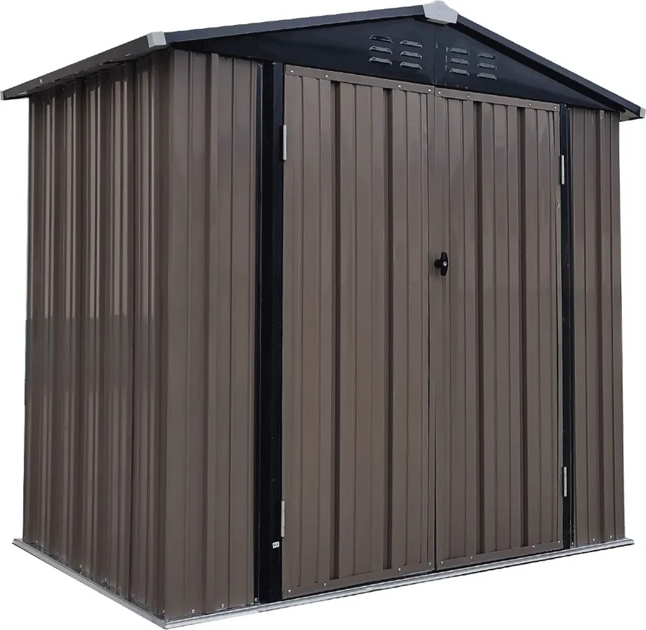 Depozit grădină pentru scule din tablă, maro / antracit, 2x1,3 m, RADOL