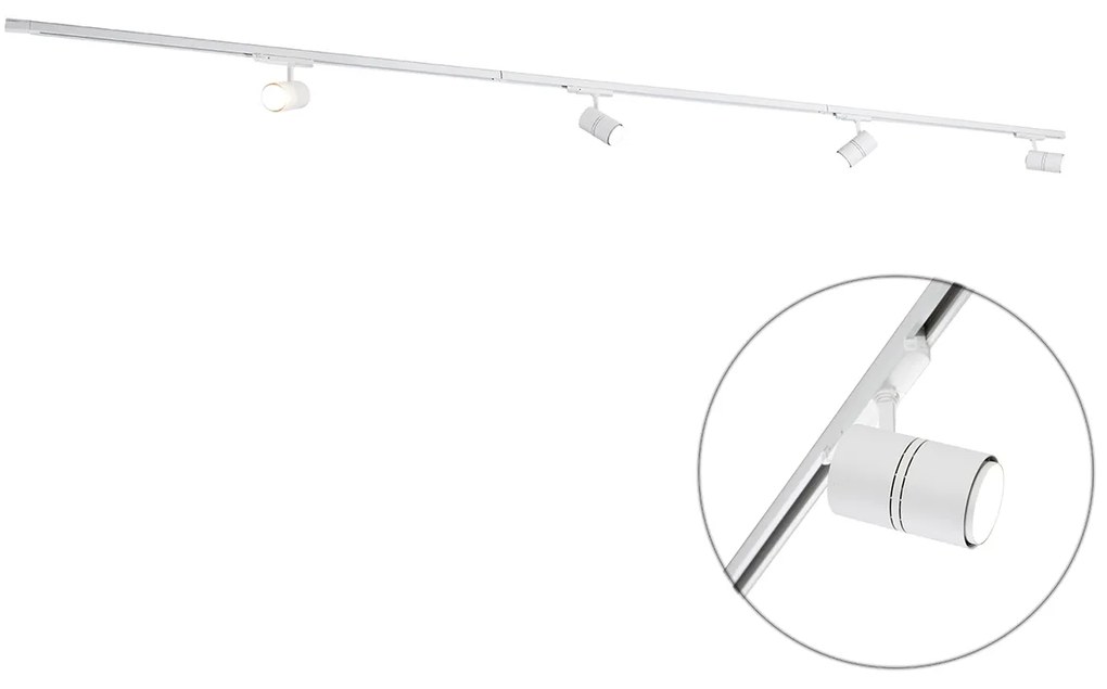 Sistem de șine modern trifazic alb cu 4 spoturi 3000-4000K - Ruler 38