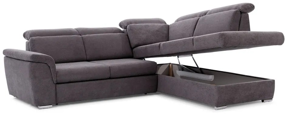Canapea de colț cu funcție de dormit Milanos L II Dreapta - gri Crown 18 Grey