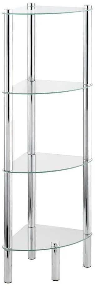 WENKO 15852100 - Etajeră YAGO 30x104 cm din inox, argintie/transparentă