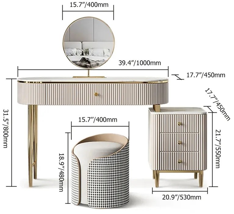 Masuta de toaleta pentru machiaj moderna cu oglinda Culoare- Champagne DEPRIMO 32062