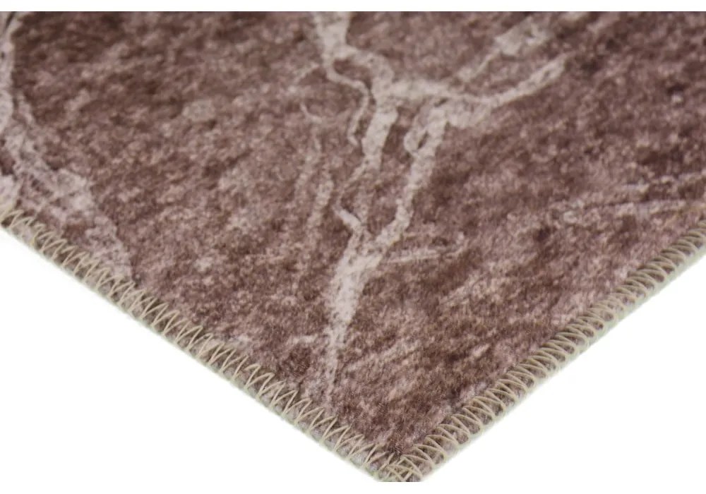 Covor tip traversă maro coniac/crem lavabil 200x80 cm - Vitaus