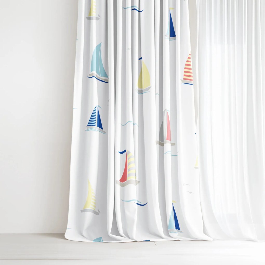 Goldea draperie 100% bumbac - bărci cu pânze 220x150 cm