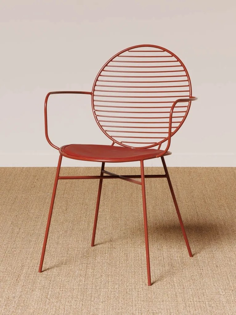 Scaun de exterior, rosu, din metal, Klara