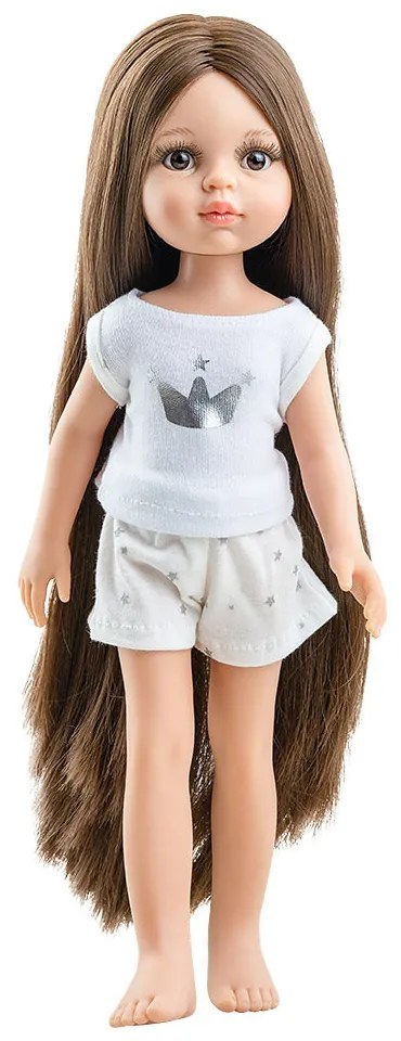 PAPUSA CAROL CU PARUL FOARTE LUNG IN PIJAMA ALBA , LAS AMIGAS - PAOLA REINA (ST4X13213)