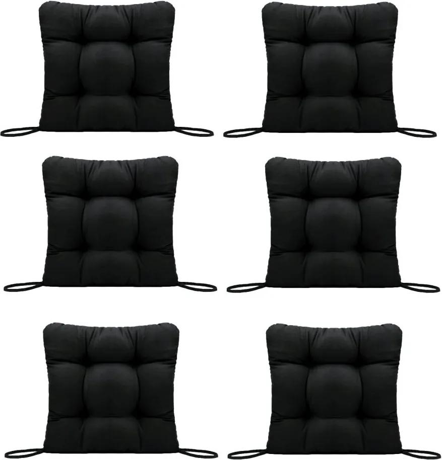 Set Perne decorative pentru scaun de bucatarie sau terasa, dimensiuni 40x40cm, culoare negru, 6 bucati