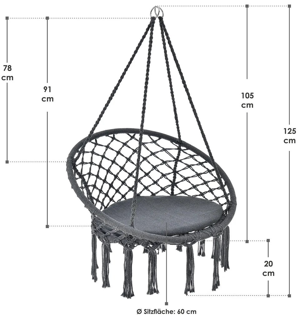 Scaun balansoar Cadras de culoare antracit cu pernă