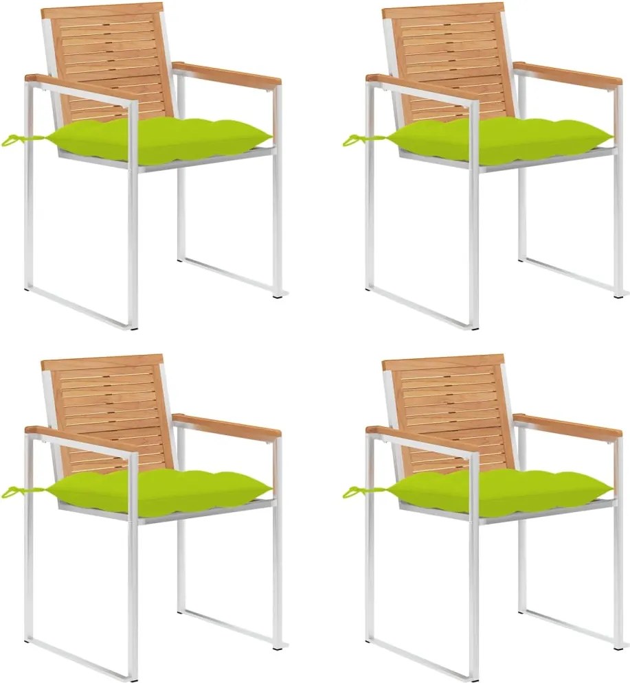 vidaXL Scaune de grădină cu perne, 4 buc., lemn masiv de tec