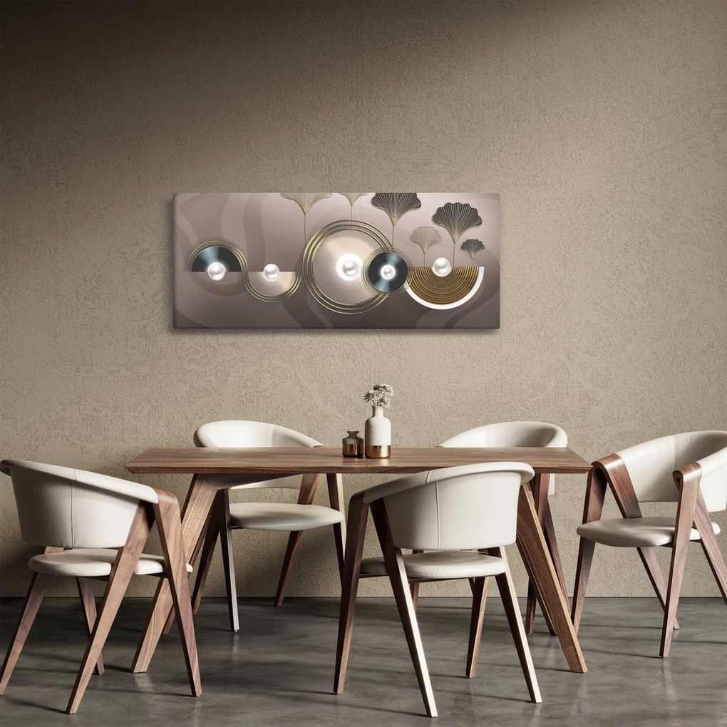 Tablou - Abstract maro-auriu (120x50 cm)