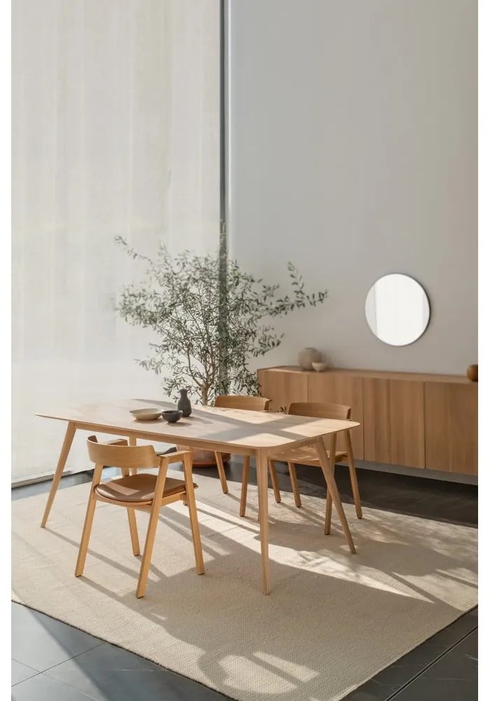 Scaun de dining maro/în culoare naturală cu cotiere din piele Flip – Gazzda