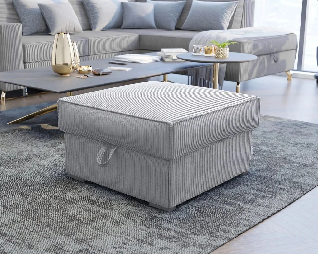 Taburet gri deschis SMART COSARO cu spatiu de depozitare 65x65 cm