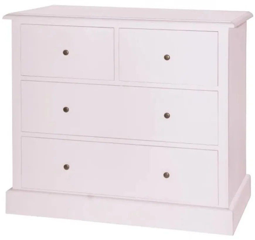 Comoda roz, din lemn de pin, cu 4 sertare, aspect vintage, Country