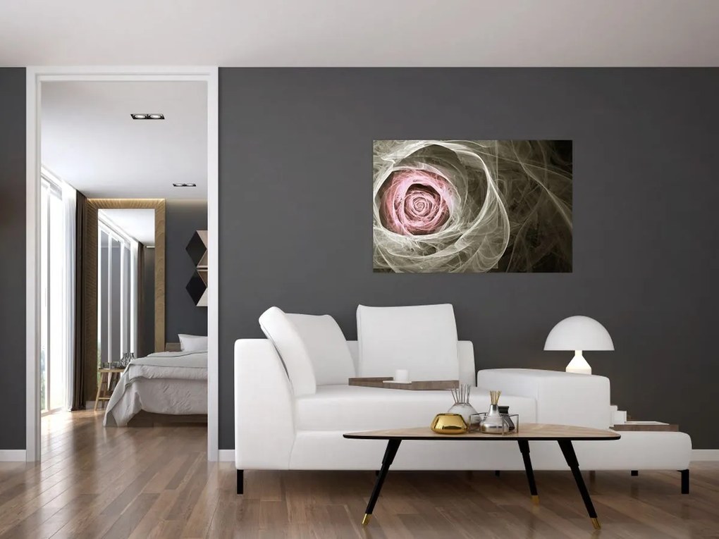 Tablou - Abstract trandafir roz deschis roz (90x60 cm)