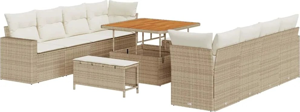 vidaXL Set de canapele pentru grădină 12 pcs Bej și crem poliratan