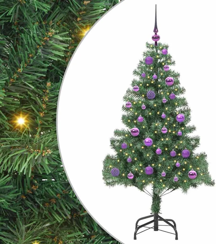 vidaXL Brad de Crăciun cu 150 LED cu suport Verde 150 cm PVC