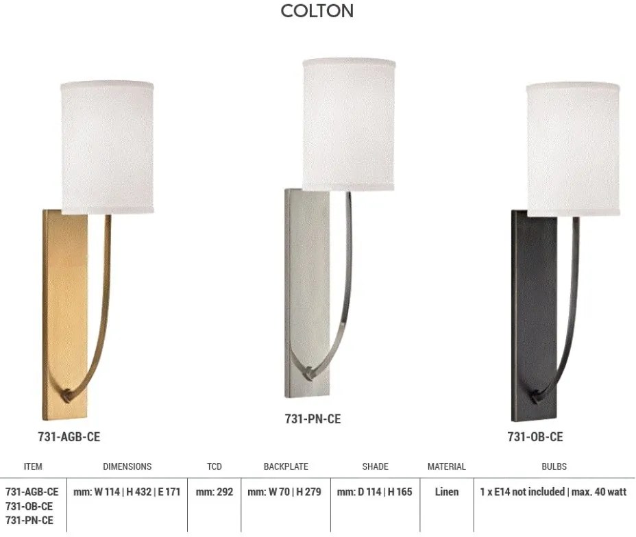 Aplica de perete design minimalist COLTON nichel lustruit