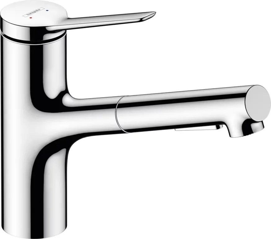 Baterie bucatarie cu dus extractibil Hansgrohe Zesis M33 crom lucios 2 tipuri de jet