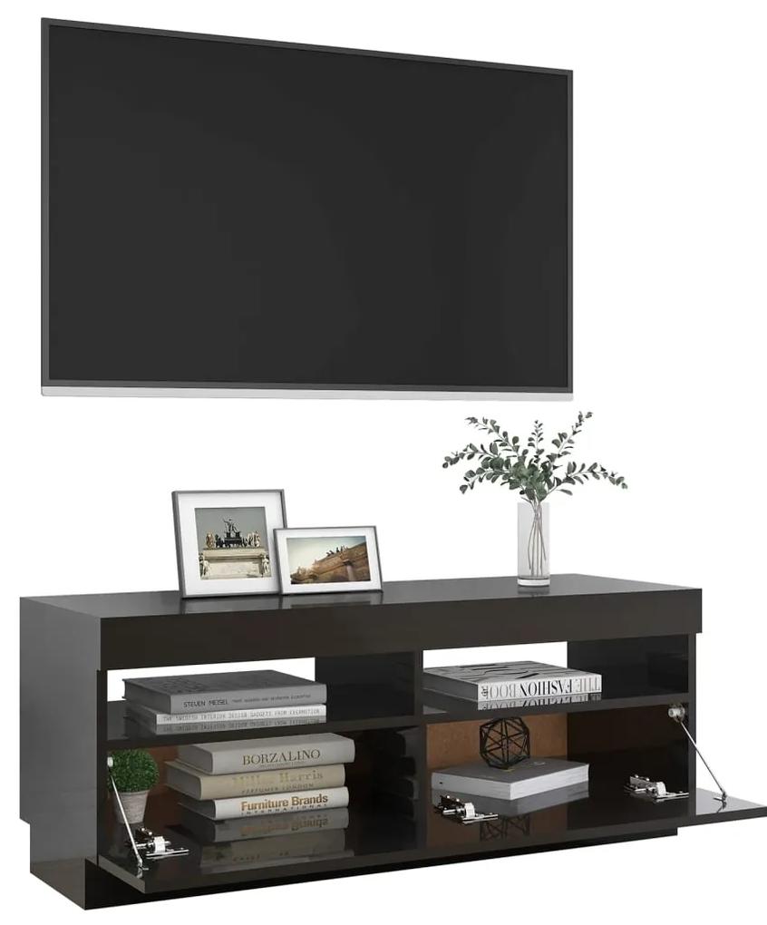 Comoda TV cu lumini LED, negru extralucios, 100x35x40 cm 1, negru foarte lucios, 100 x 35 x 40 cm