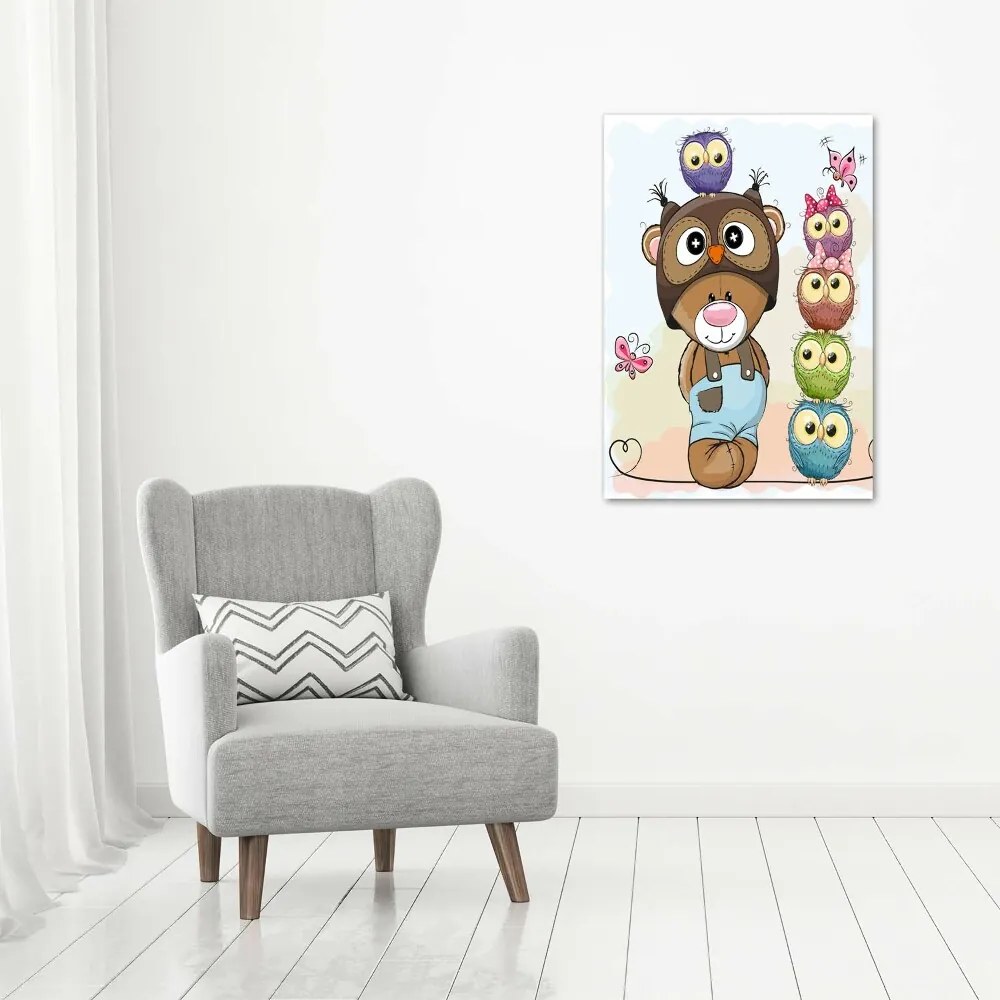 Fotografie imprimată pe sticlă Ursul și Owl