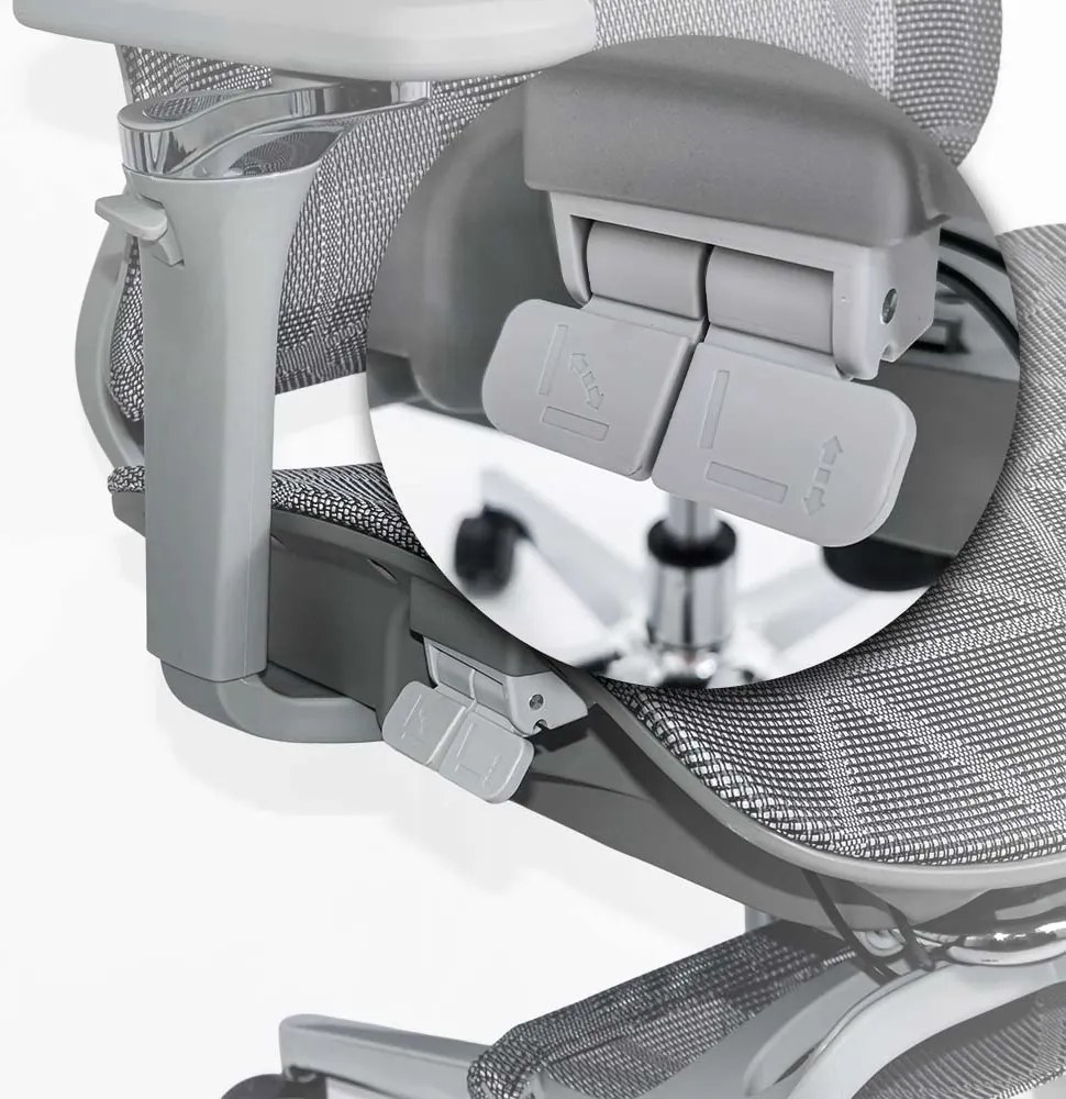 Scaun ergonomic pentru birou gri cu mesh și brațe reglabile 4D  SYYT 9520