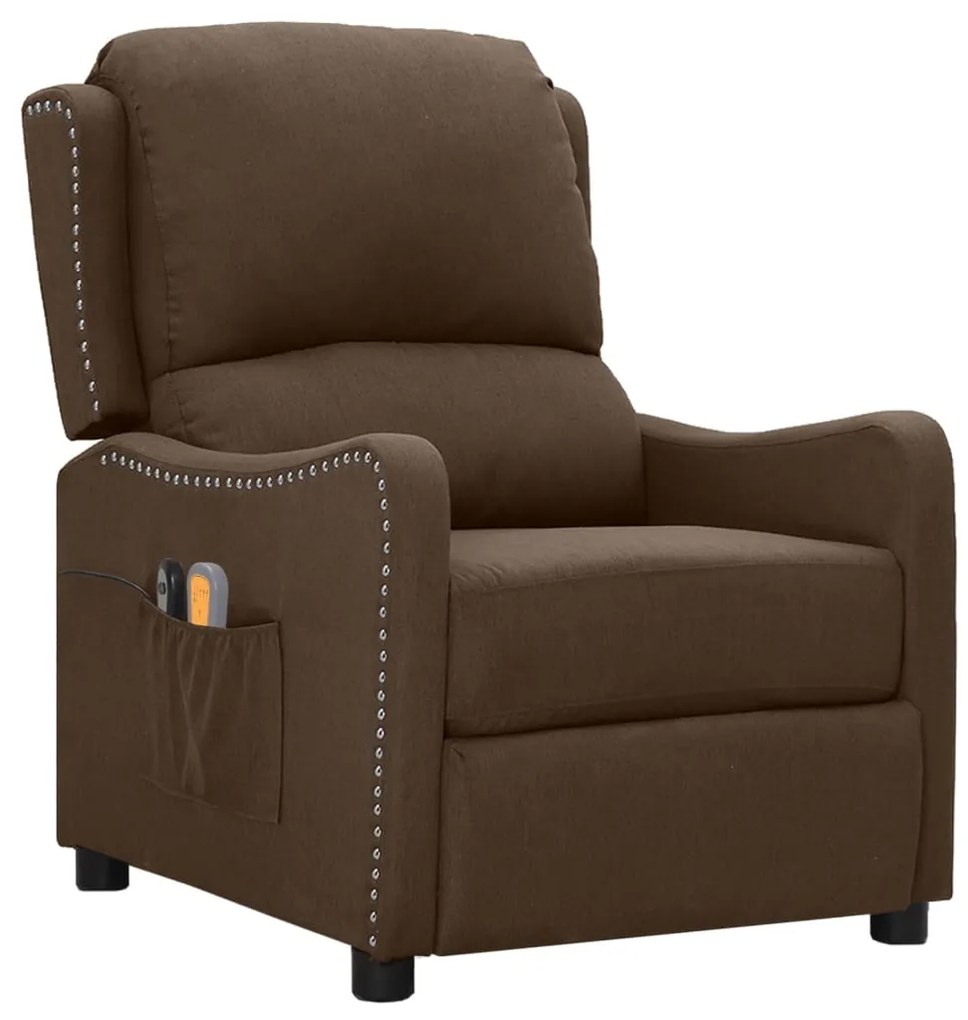 3098761 vidaXL Fotoliu de masaj electric, maro, material textil