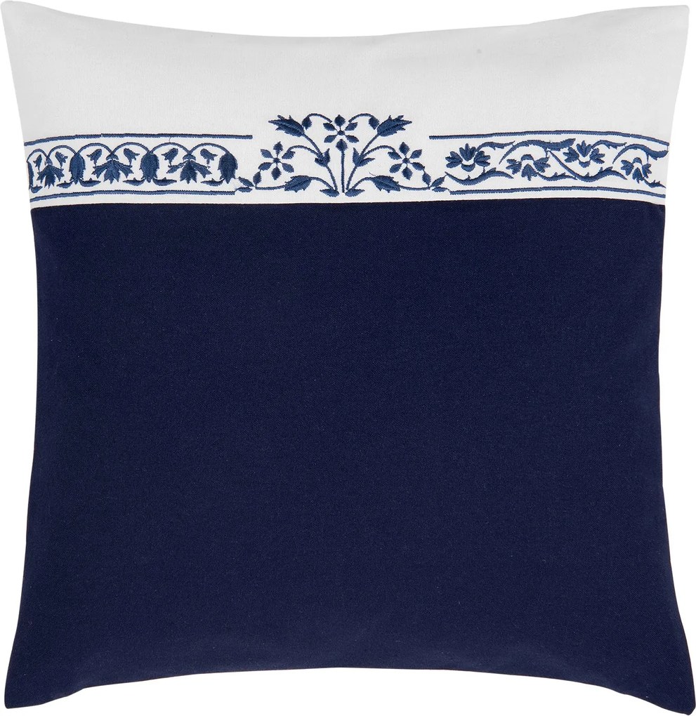 Fata de perna decorativa cu broderie albastru alb Flower 40*40 cm