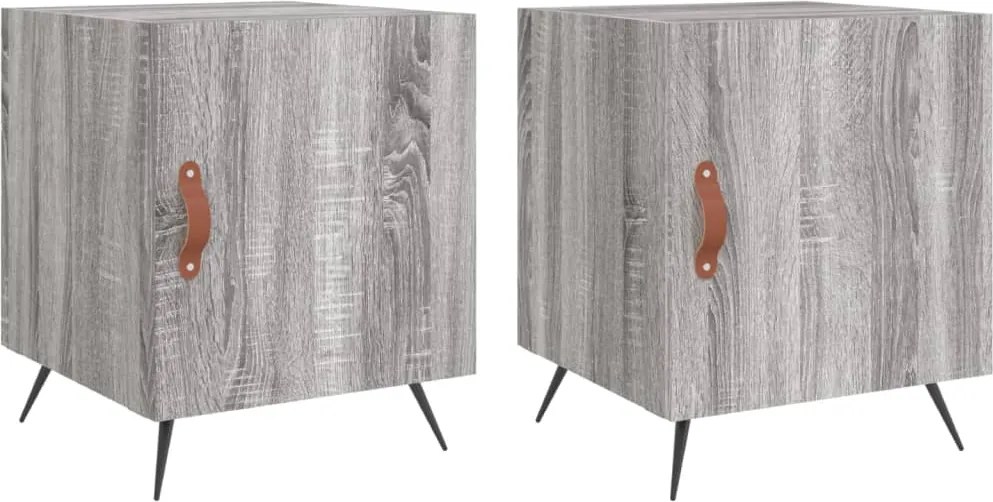 vidaXL Noptiere, 2 buc., gri sonoma, 40x40x50 cm, lemn compozit