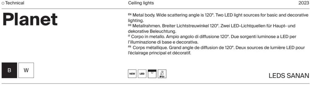 Plafoniera LED design tehnic Planet alb 12cm, 4000K
