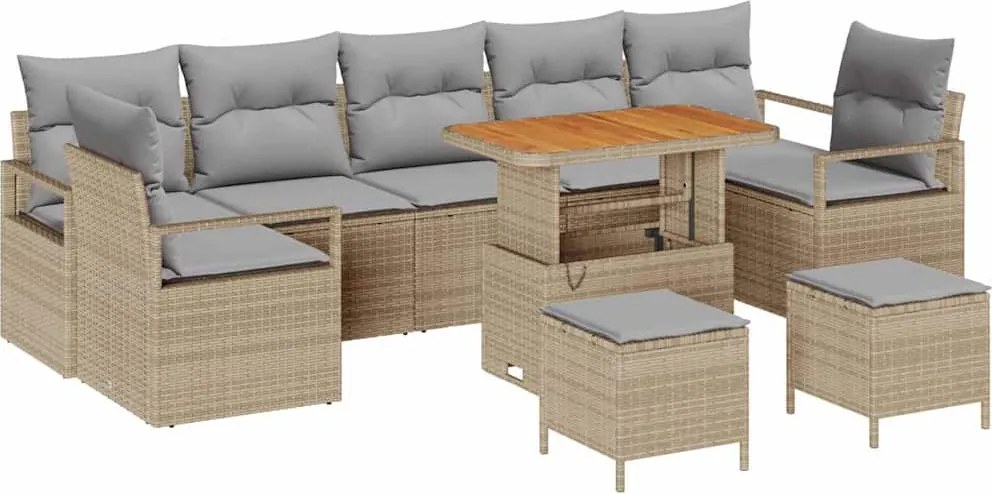 vidaXL Set de canapele pentru grădină 10 pcs Beige și gri deschis