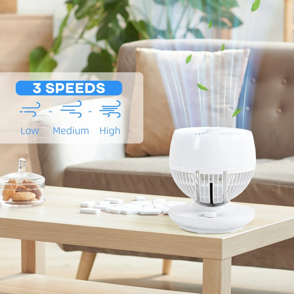 HOMCOM Ventilator cu Oscilare 70° și Înclinare 90°, 3 Viteze, Flux Aer Puternic, Design Modern | Aosom Romania