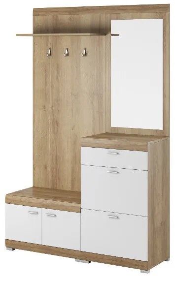 Expedo Set hol ORNELLA cu oglindă, 135x197x34, stejar riviera/alb mat