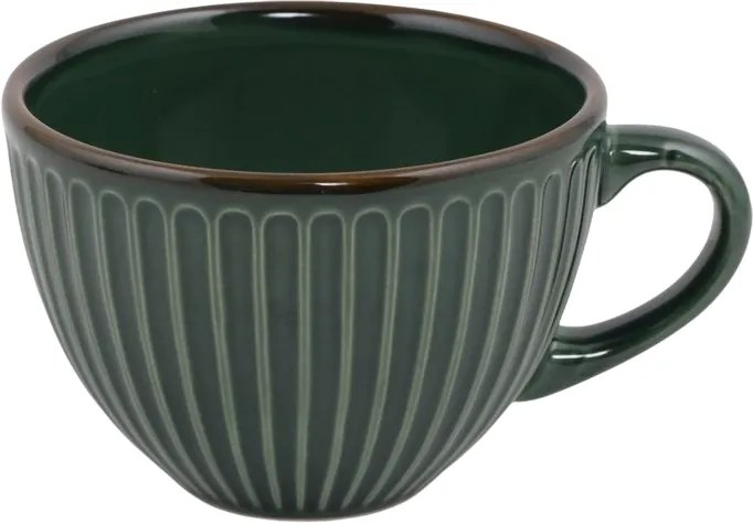 Set de 6 cești din ceramică cu farfurioare Linea210 ml, verde