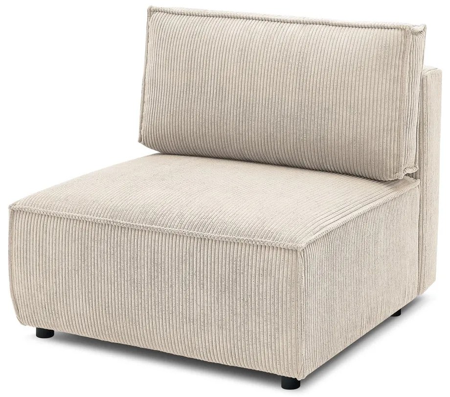 Modul pentru canapea crem cu tapițerie din catifea reiată (de mijloc) Nihad modular – Bobochic Paris