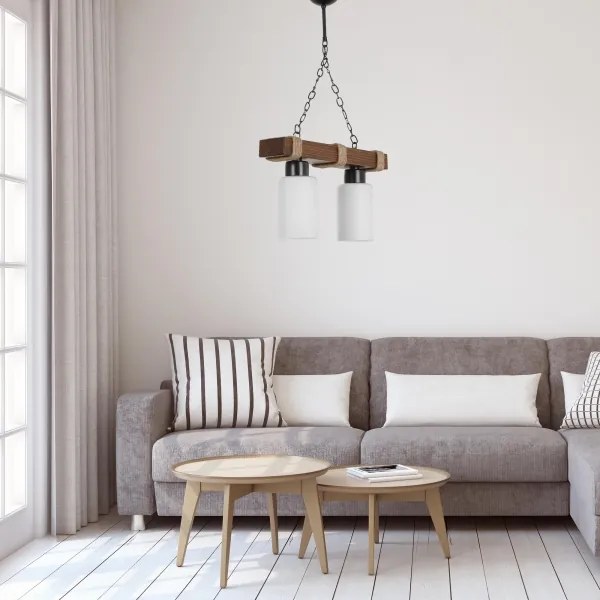 Candelabru pe lanț JASMIN 2xE27/40W/230V maro/alb