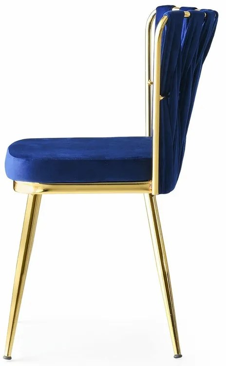 Set de scaune de sufragerie Kusakli Navy Blue andGold, 4 buc.