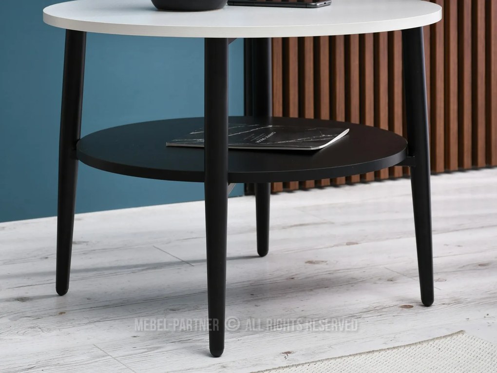 Măsuță de cafea Randolf S (lemn alb + negru). Promo -16%. 1111688