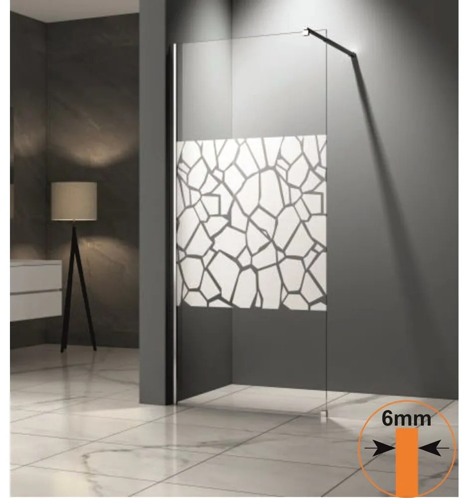 Paravan de dus tip Walk-In Inter Ceramic profil crom - sticla transparenta+elemente albe 70x200 cm