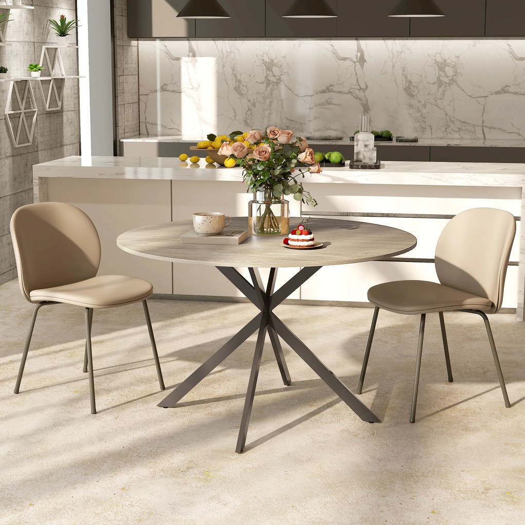 HOMCOM Masă de Dining Rotundă pentru 4 Persoane cu Structură de Oțel Ø120x75 cm Maro Închis | Aosom Romania