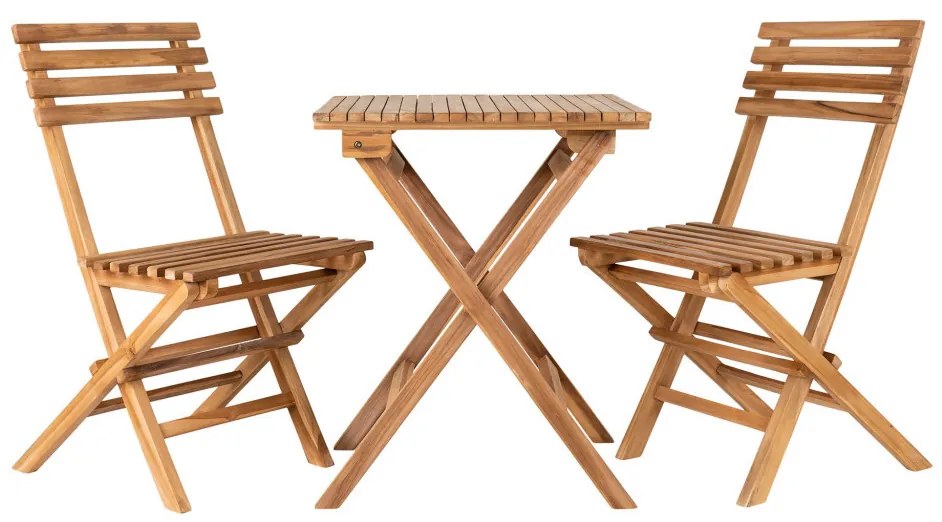 Set balcon Cuenca, 2 scaune 1 masă, tec, natural