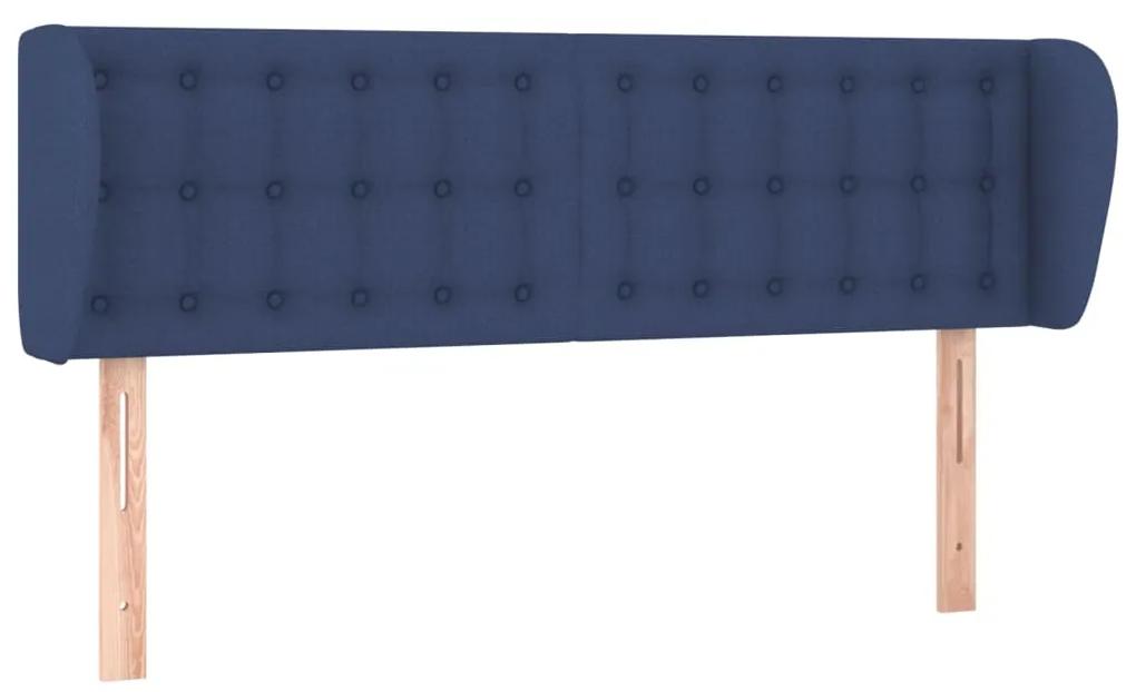 3117582 vidaXL Tăblie de pat cu aripioare, albastru, 147x23x78/88 cm textil