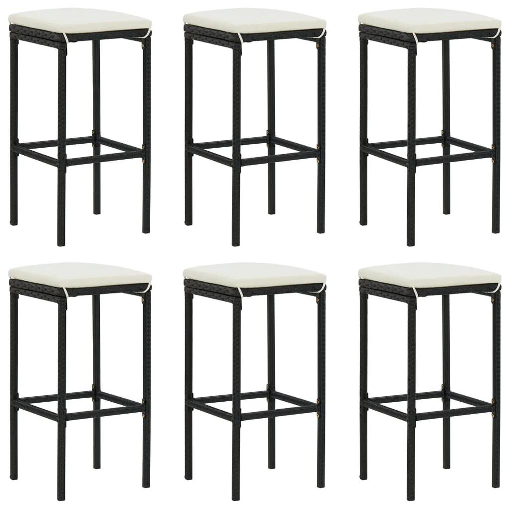 Set mobilier bar de gradina, cu perne, 7 piese, negru Negru, 7