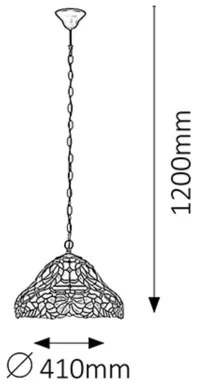 Lustră cu abajur din sticlă vitrată Tiffany MARVEL 2xE27/60W/230V Rabalux 8086