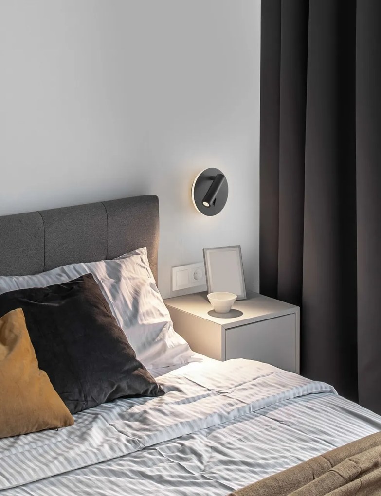Aplica moderna cu reader LED directionabil Penor neagra NVL-9081222