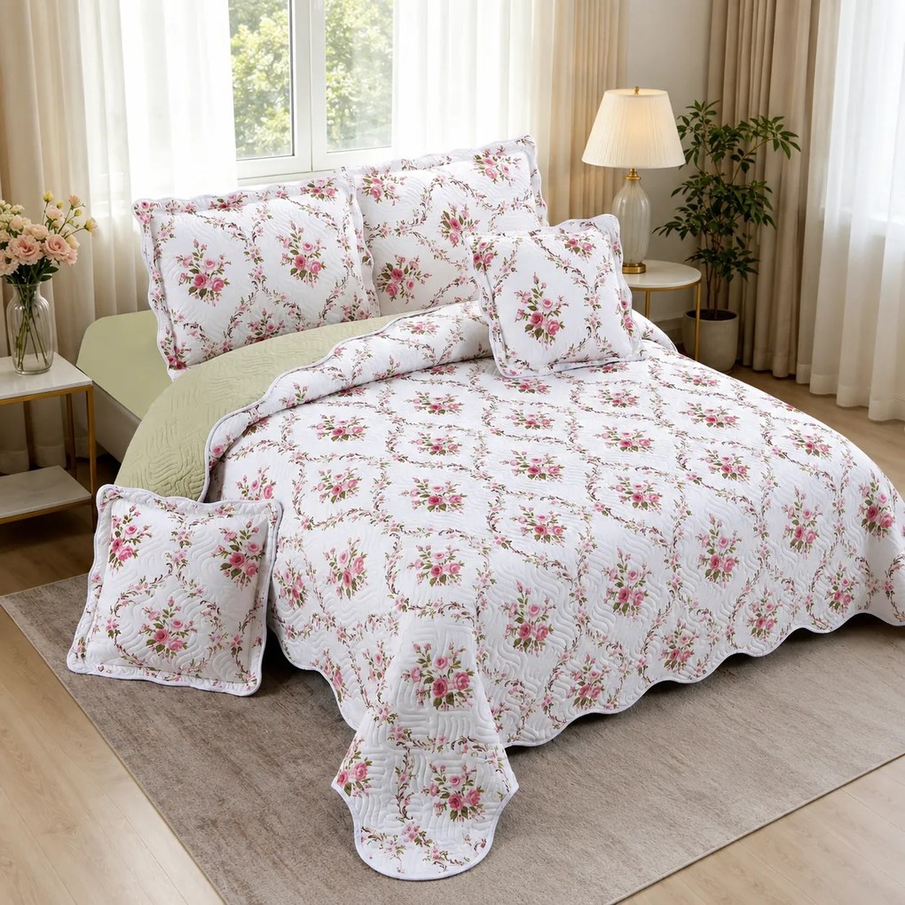 Cuvertură bumbac, 5 piese, pat 2 persoane, 230x250 cm, CB545