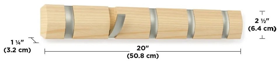 Cuier de perete în culoare naturală din lemn masiv de frasin Flip – Umbra