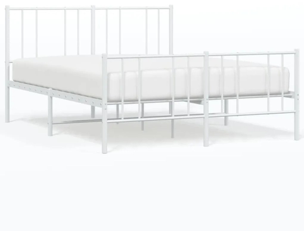 352548 vidaXL Cadru de pat metalic cu tăblie, alb, 140x200 cm