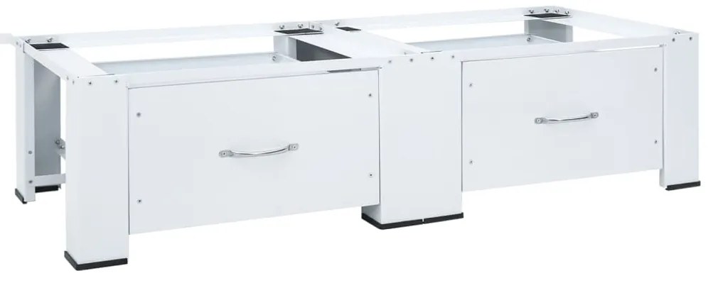 vidaXL Piedestal pentru mașină de spălat dublă cu sertare, alb