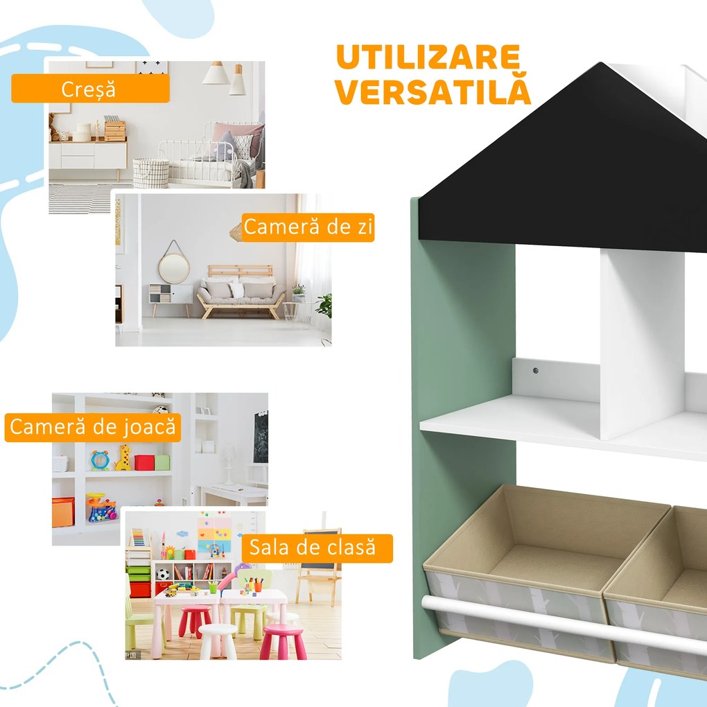 ZONEKIZ Raft Jucării cu Sertare și Rafturi Detașabile, Raft Organizator, Verde | Aosom Romania