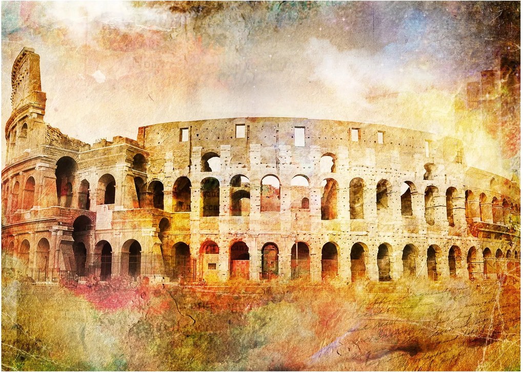 Tablou pe sticlă - Pictură digitală, Colosseum, Roma, Italia (70x50 cm)
