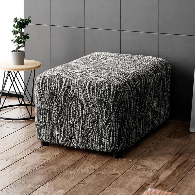 Huse bielastice UNIVERSO NOU dungi alb-negru taburet (40 x 40 x 40 cm)
